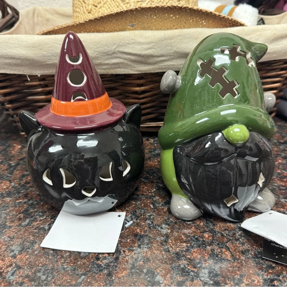 Target Halloween Cat and Gnome light up figures